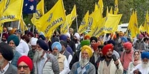 Sikhs protest outside Indian Embassy in Washington on India's Independence Day