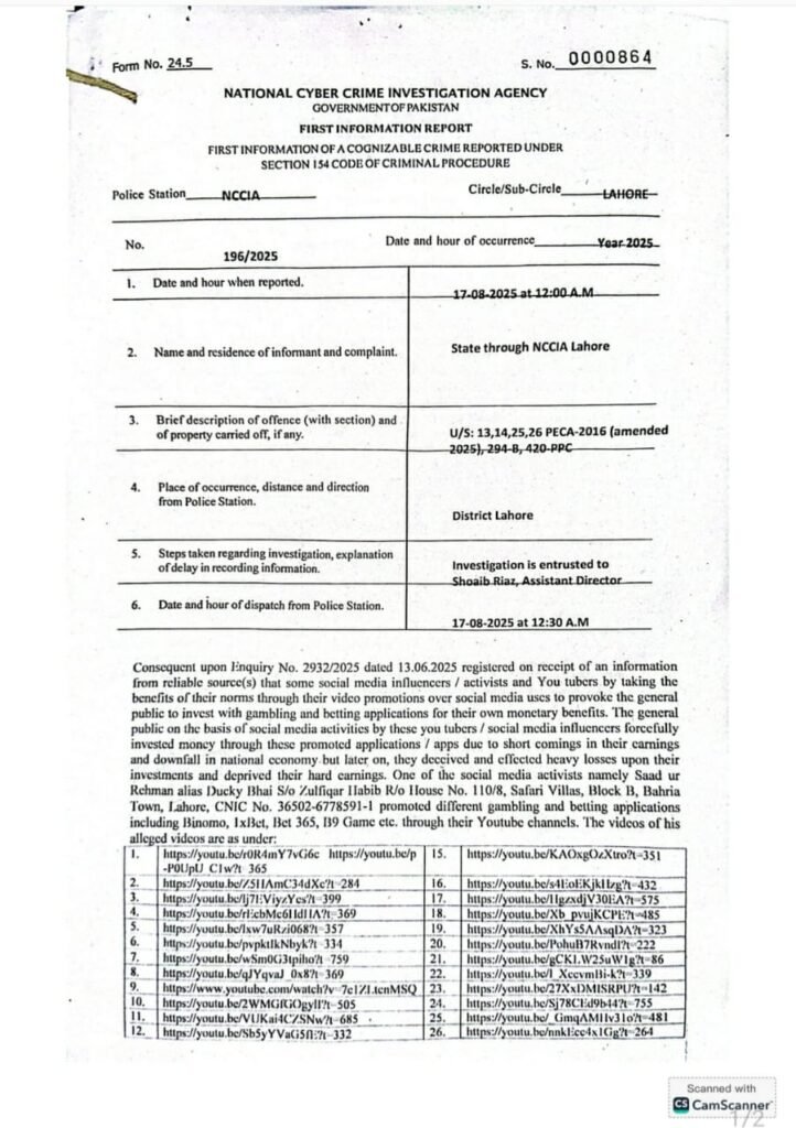 National Cybercrime Agency takes action against popular YouTuber Ducky Bhai, FIR registered