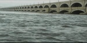 Low level flood hits Sukkur Barrage on Indus River