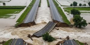 Floods wash away section of M-5 Motorway near Jalalpur Pirwala