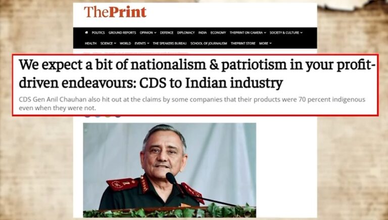 Indian chief of defence staff criticizes domestic defence industry