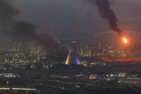 missile strike on an oil refinery