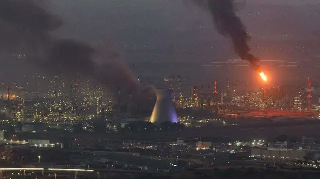 missile strike on an oil refinery