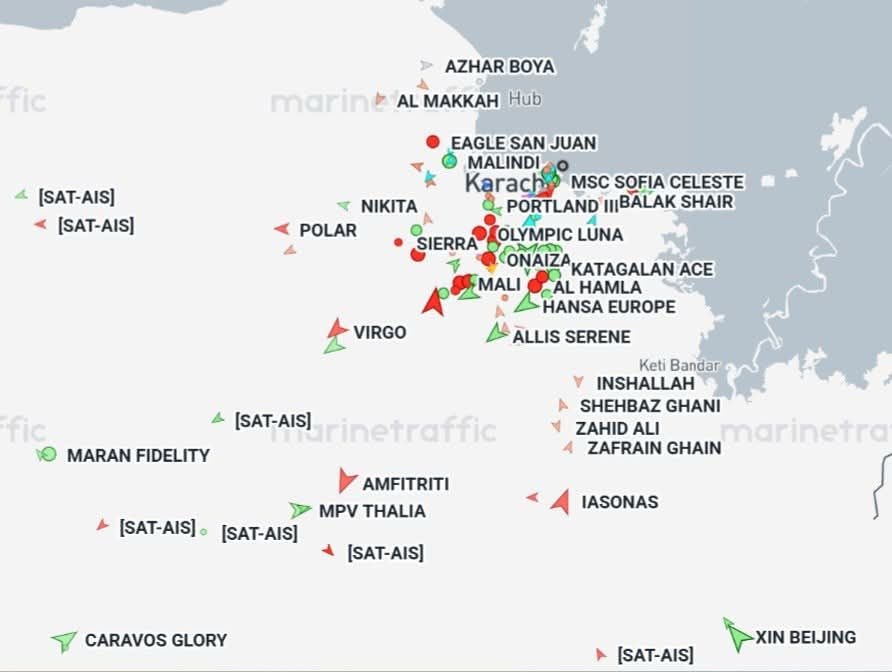 Shipping traffic at Karachi Port