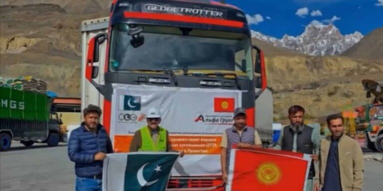 Kyrgyzstan transit truck carrying goods reached Pakistan’s Sost Dry Port