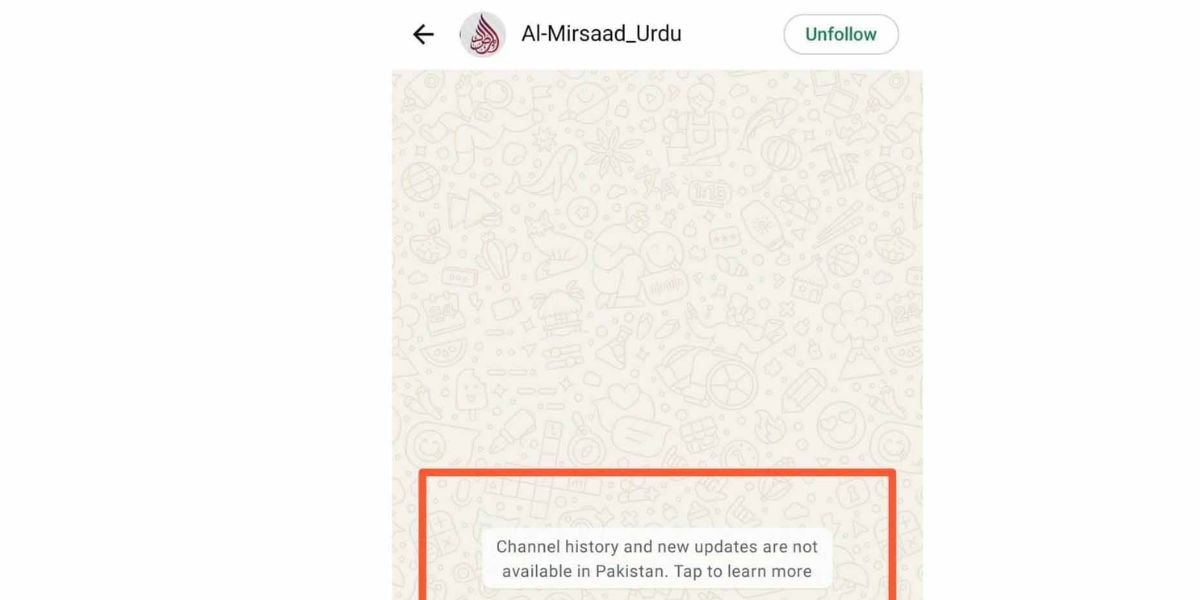 Al Mirsad WhatsApp channel blocked in Pakistan