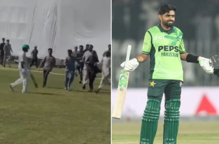 Crowd storms field at Islamabad ground after Babar Azam’s dismissal