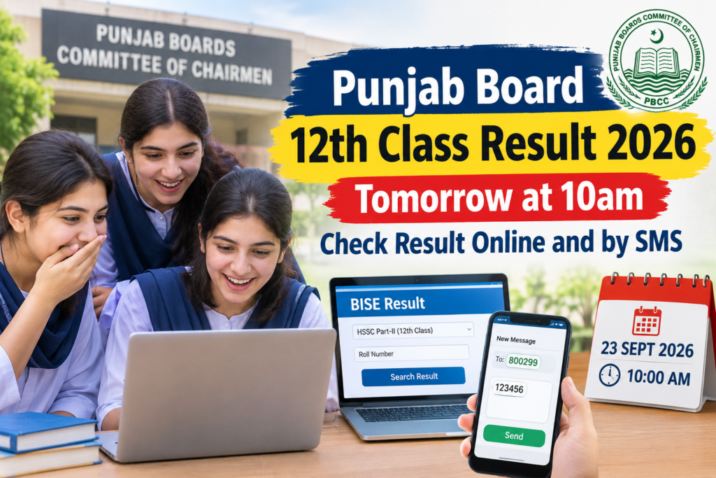 Punjab Board 12th Class Result 2026 to be announced tomorrow